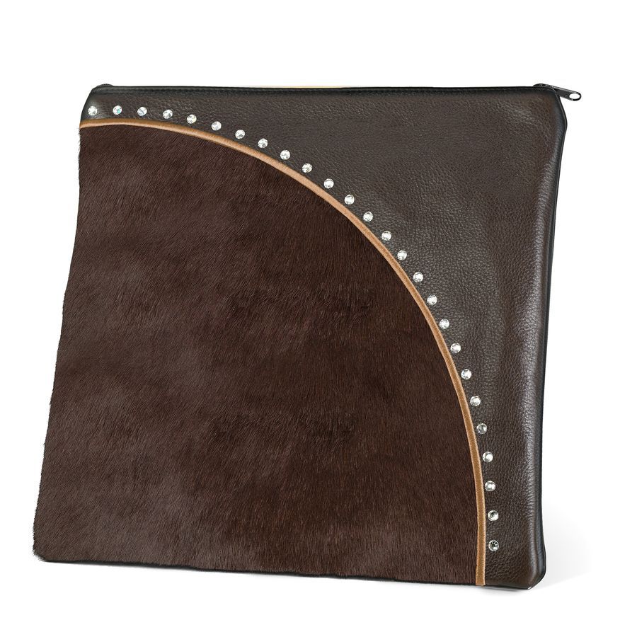 Tallis and Tefillin Bag Design 344 - Brown Leather and Fur – Brown