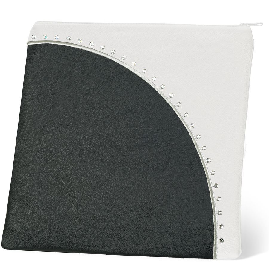 Tallis and Tefillin Bag Design 344- Black and White Leather – Black