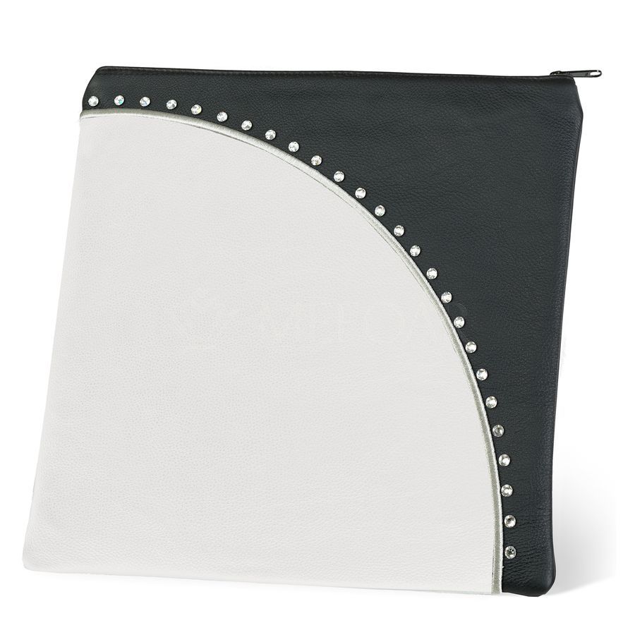 Tallis and Tefillin Bag Design 344- Black and White Leather – White