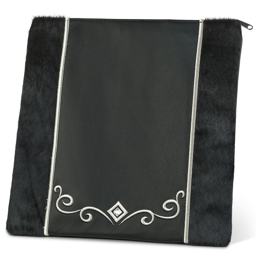 Tallis and Tefillin Bag Design 345 - Black Fur and Leather – Black