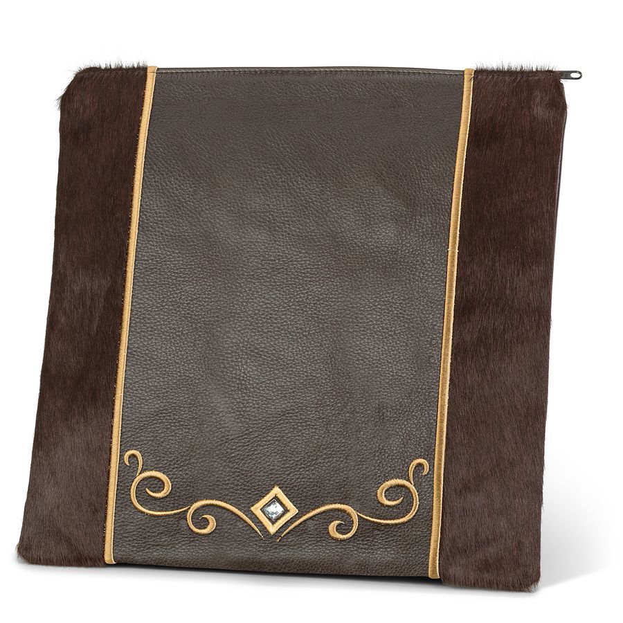 Tallis and Tefillin Bag Design 345 - Brown Fur and Leather – Brown