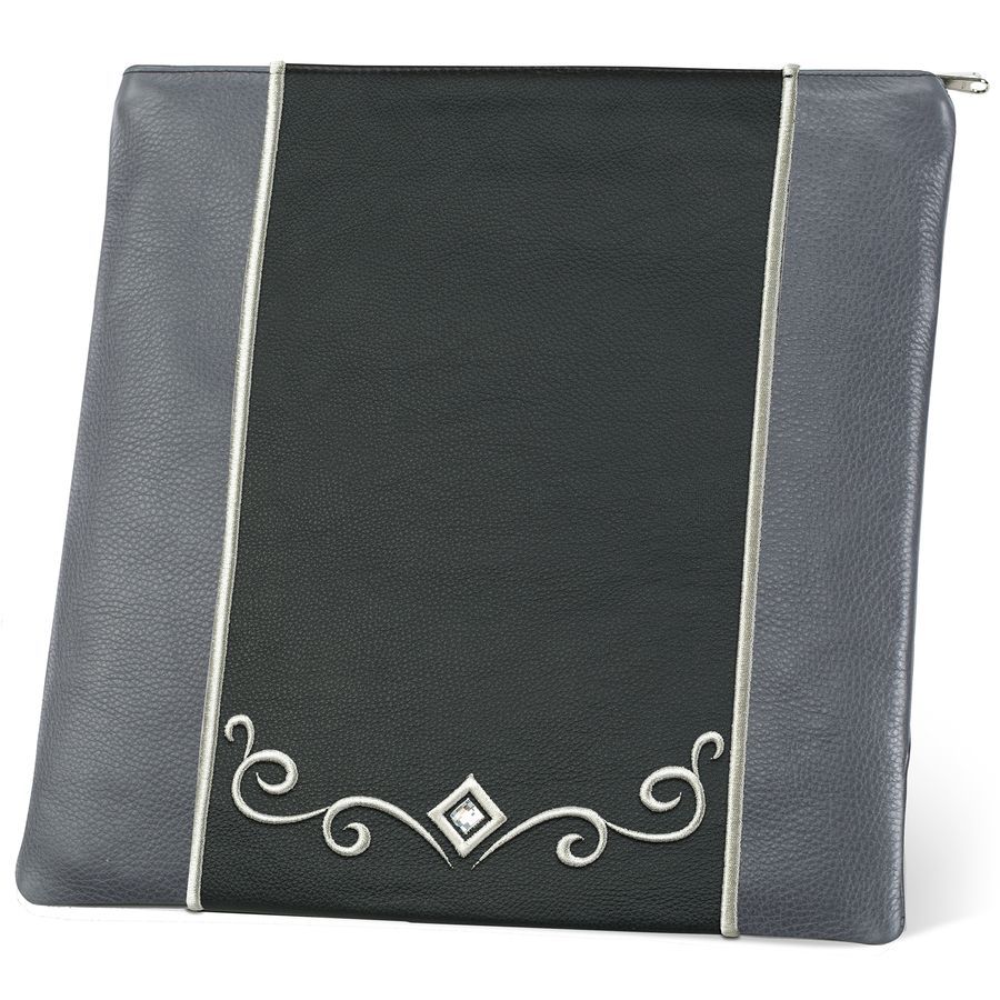 Tallis and Tefillin Bag Design 345- Black and Livid Leather – Black