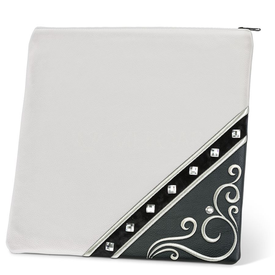 Tallis and Tefillin Bag Design 346- Black and White Leather – White