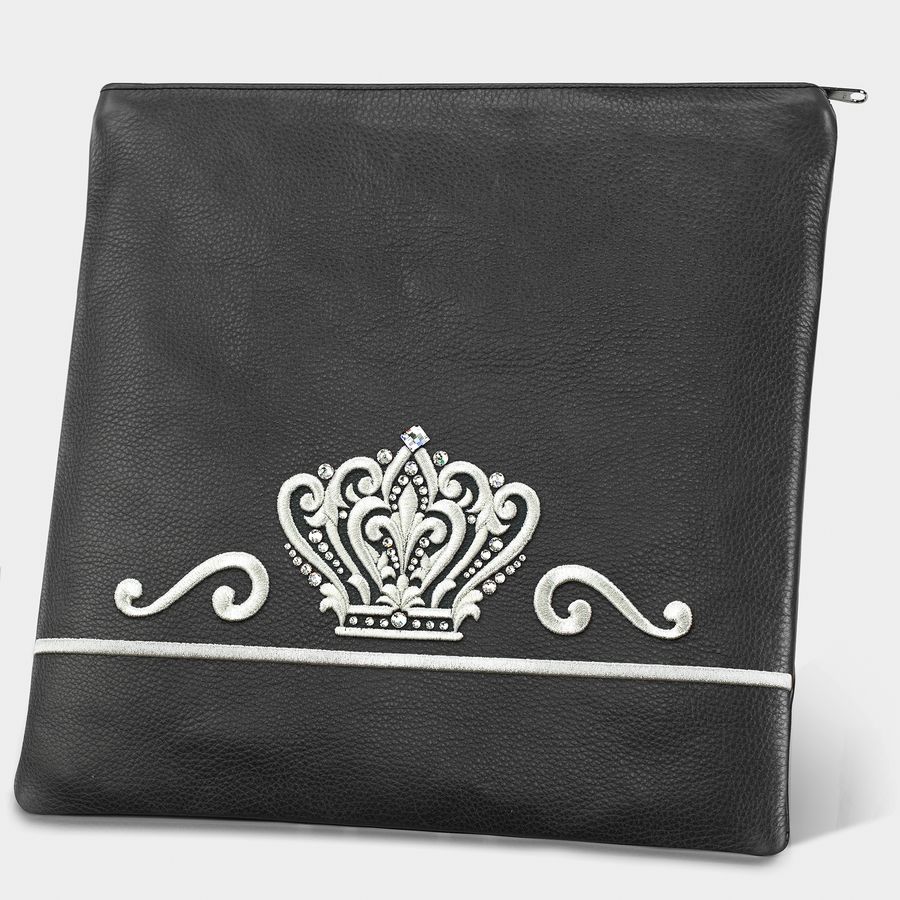 Tallis and Tefillin Bag Design 349- Solid Leather – Black