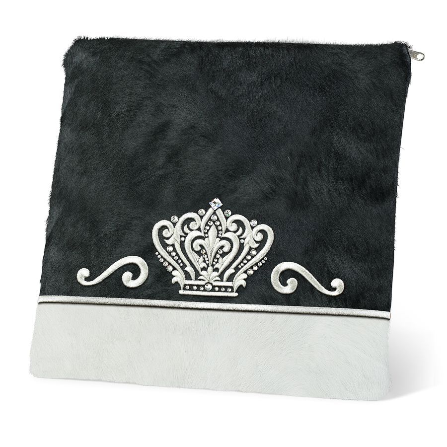 Tallis and Tefillin Bag Design 349- Black and White Fur – Black