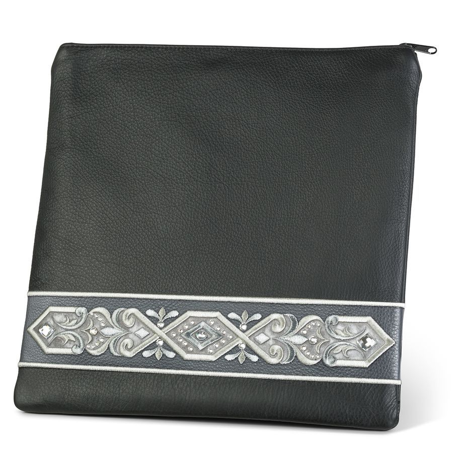 Tallis and Tefillin Bag Design 353- Black and Livid Leather – Black