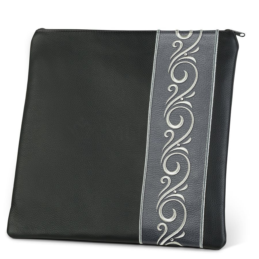 Tallis and Tefillin Bag Design 354- Black and Livid Leather – Black