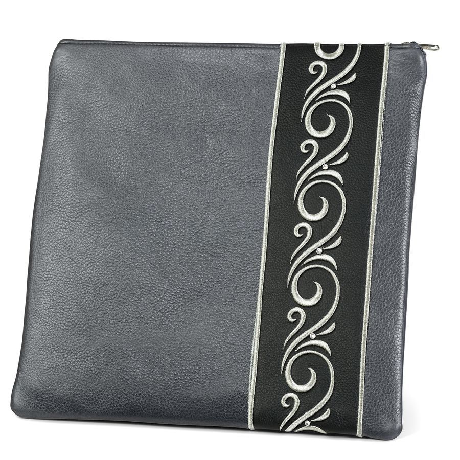 Tallis and Tefillin Bag Design 354- Black and Livid Leather – Livid