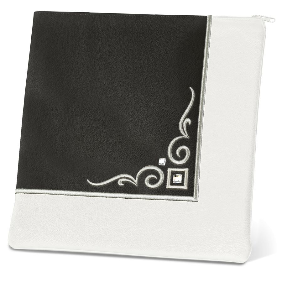 Tallis and Tefillin Bag Design 356- Black and White Leather – Black