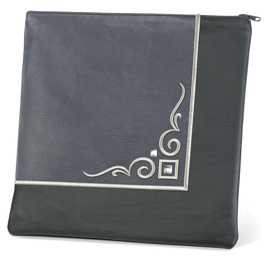Tallis and Tefillin Bag Design 356- Black and Livid Leather – Livid