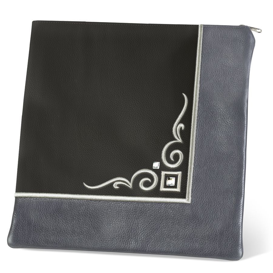 Tallis and Tefillin Bag Design 356- Black and Livid Leather – Black
