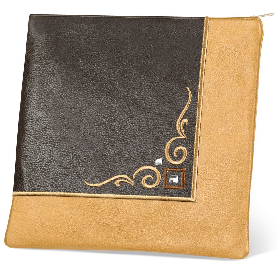 Tallis and Tefillin Bag Design 356- Camel and Brown Leather – Brown