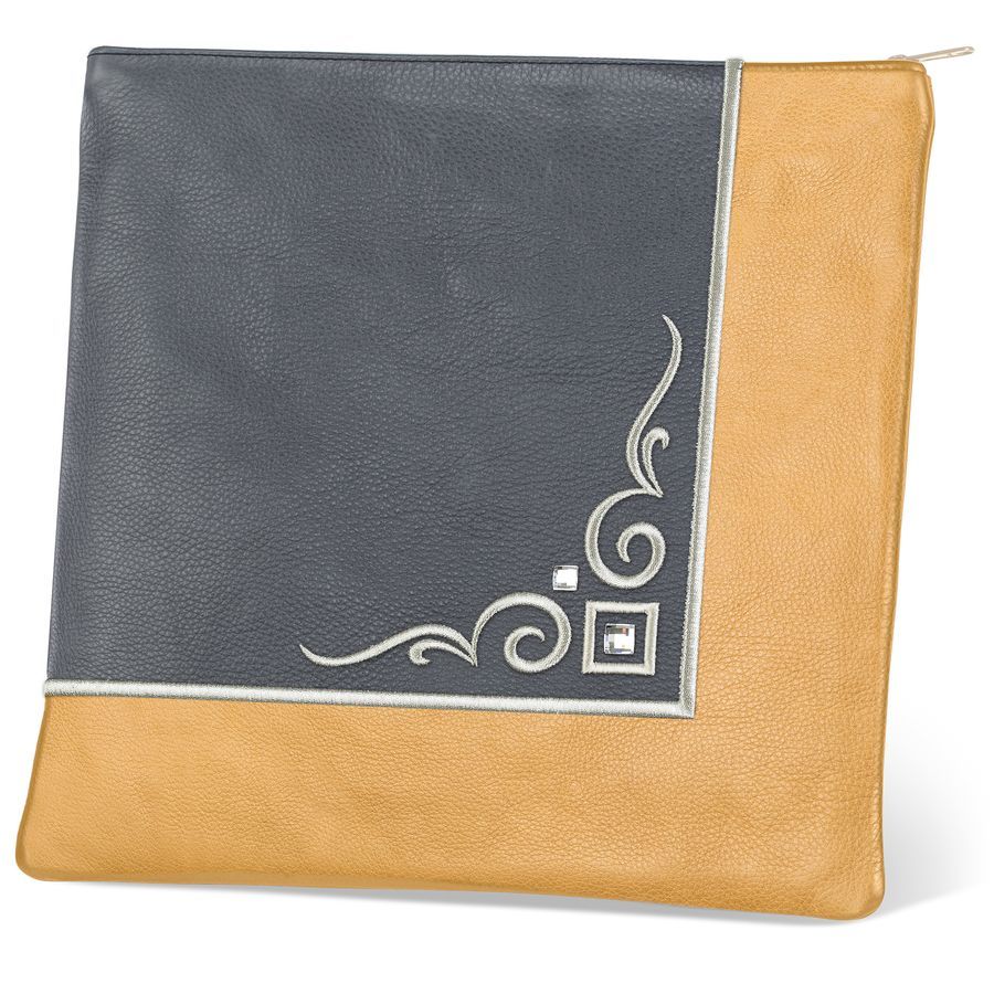 Tallis and Tefillin Bag Design 356- Camel and Livid Leather – Livid