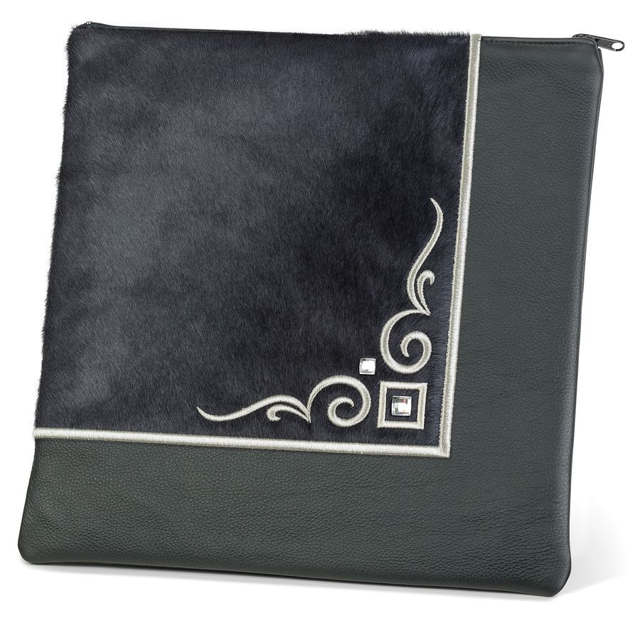 Tallis and Tefillin Bag Design 356 - Livid Fur and Leather – Black