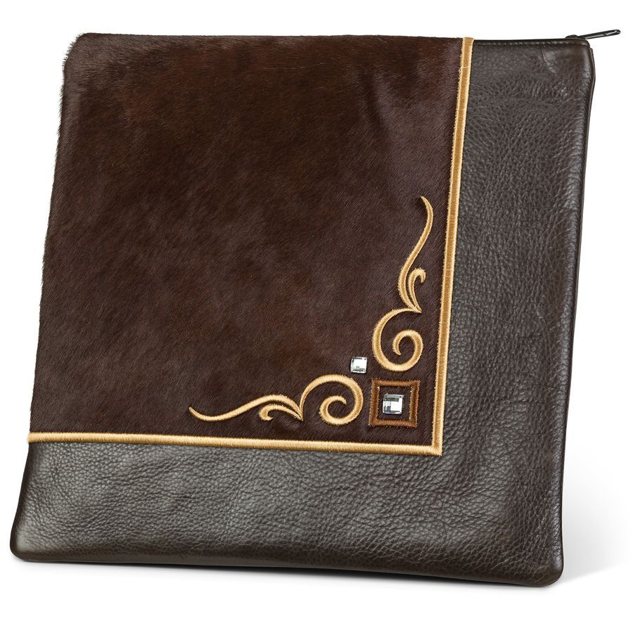 Tallis and Tefillin Bag Design 356 - Brown Fur and Leather – Brown