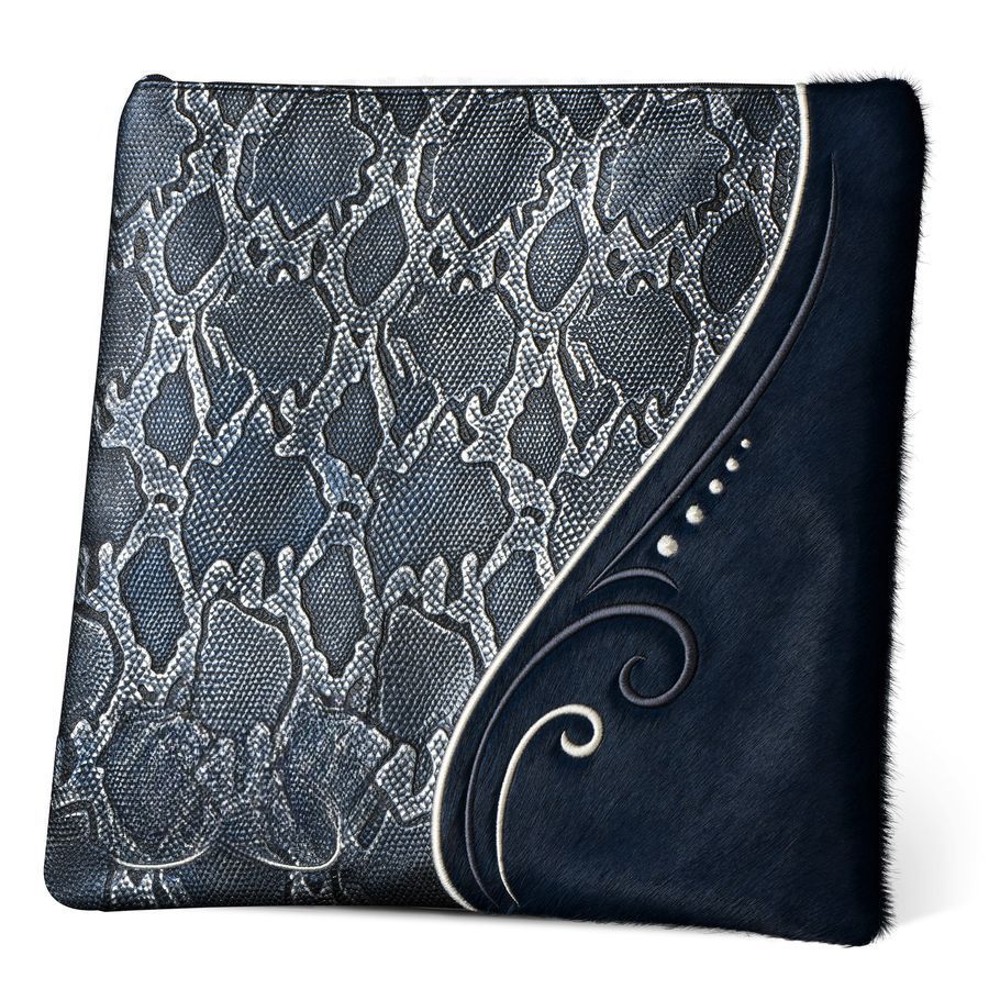 Tallis and Tefillin Bag Design 359 - Navy Snake Leather and Navy Fur – Navy