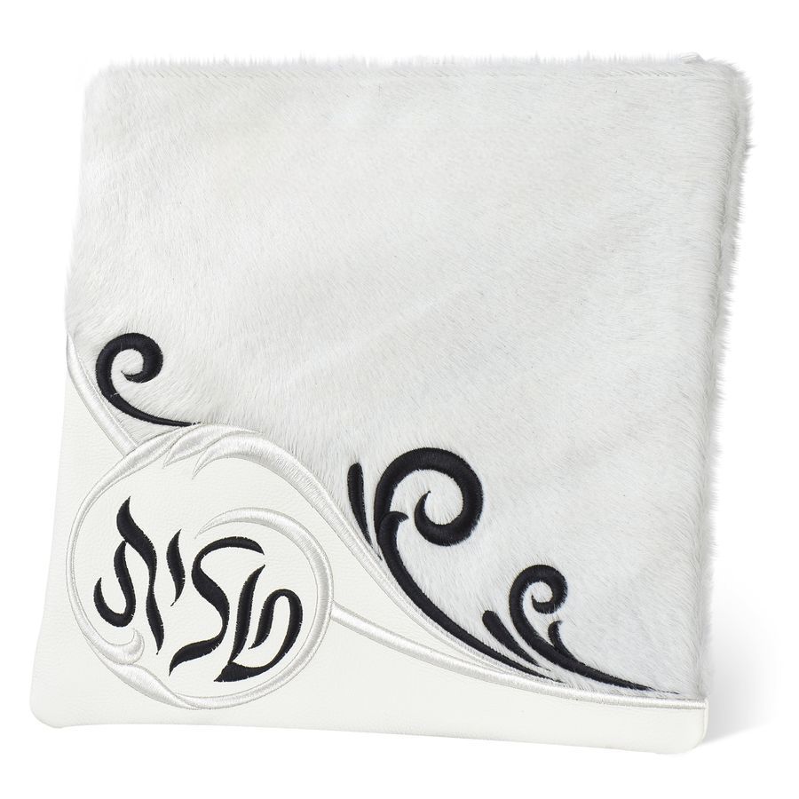 Tallis and Tefillin Bag Design 367 - White Fur and Leather – White