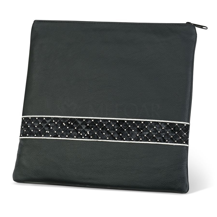 Tallis and Tefillin Bag Design 372- Solid Leather – Black