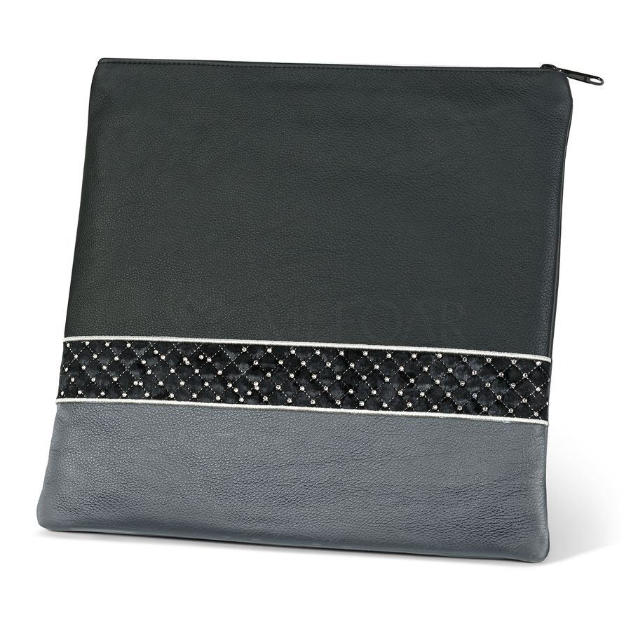 Tallis and Tefillin Bag Design 372- Black Leather Two Tone – Livid