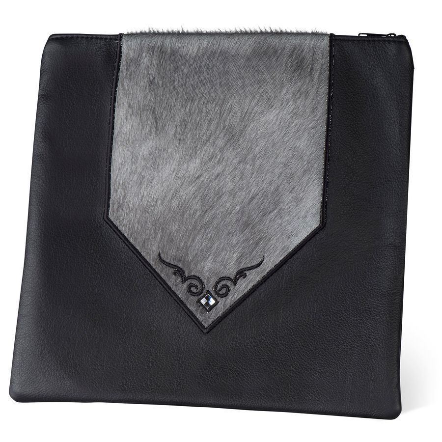Tallis and Tefillin Bag Design 380 - Leather and Fur – Grey