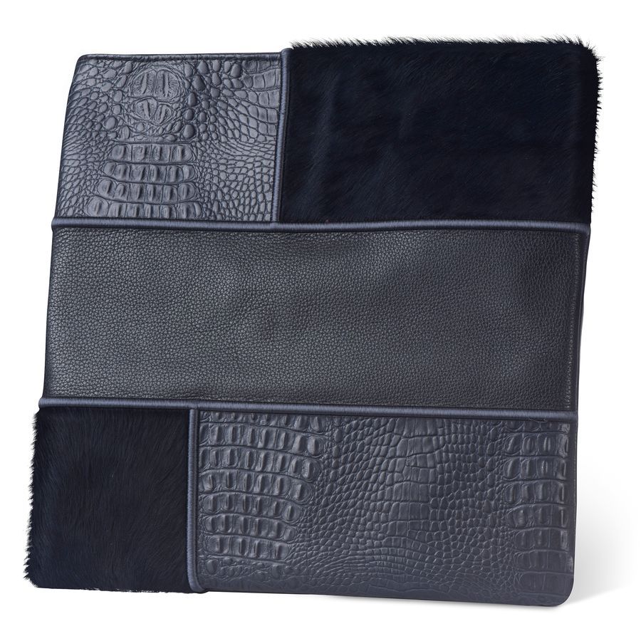 Tallis and Tefillin Bag Design 390 - Premium Leather and Fur – Navy
