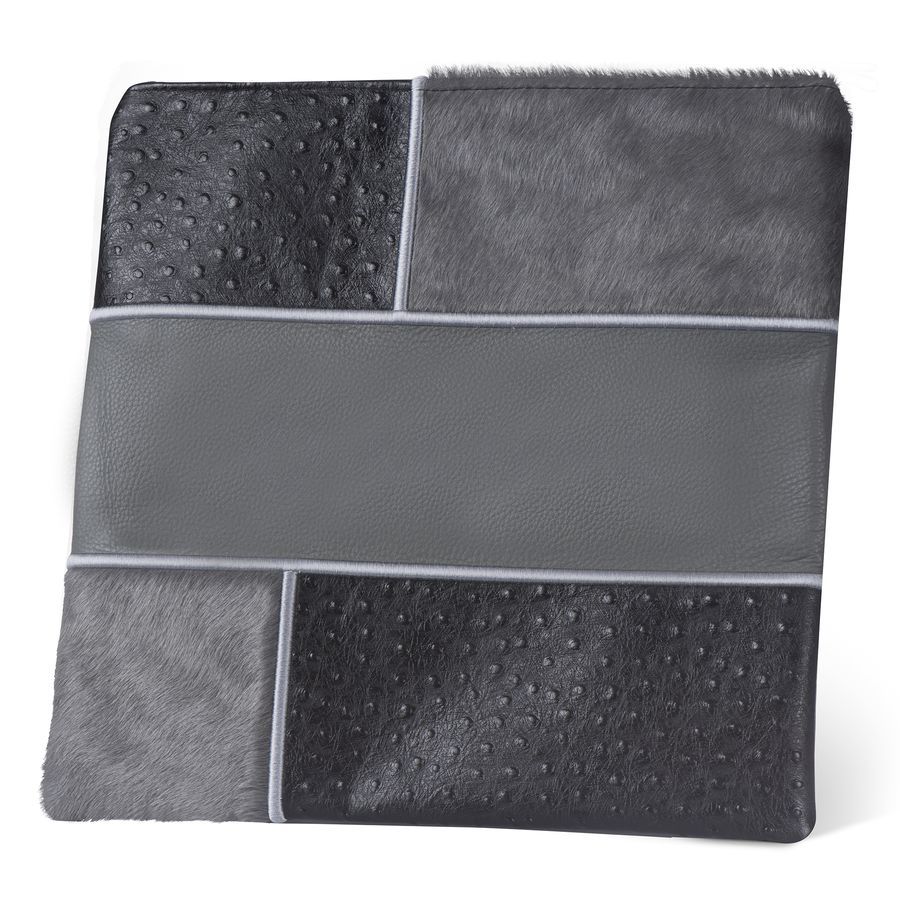 Tallis and Tefillin Bag Design 390 - Premium Leather and Fur – Grey