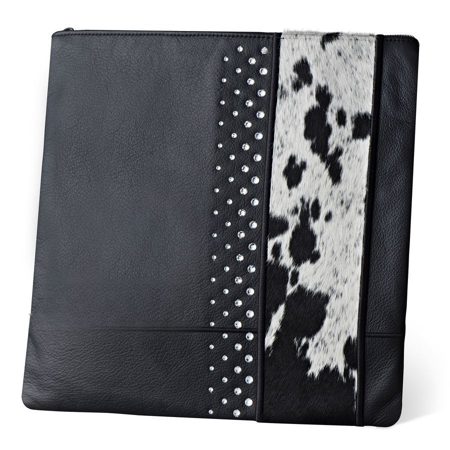 Tallis and Tefillin Bag Design 404 - Leather and Fur – Black&White Fur