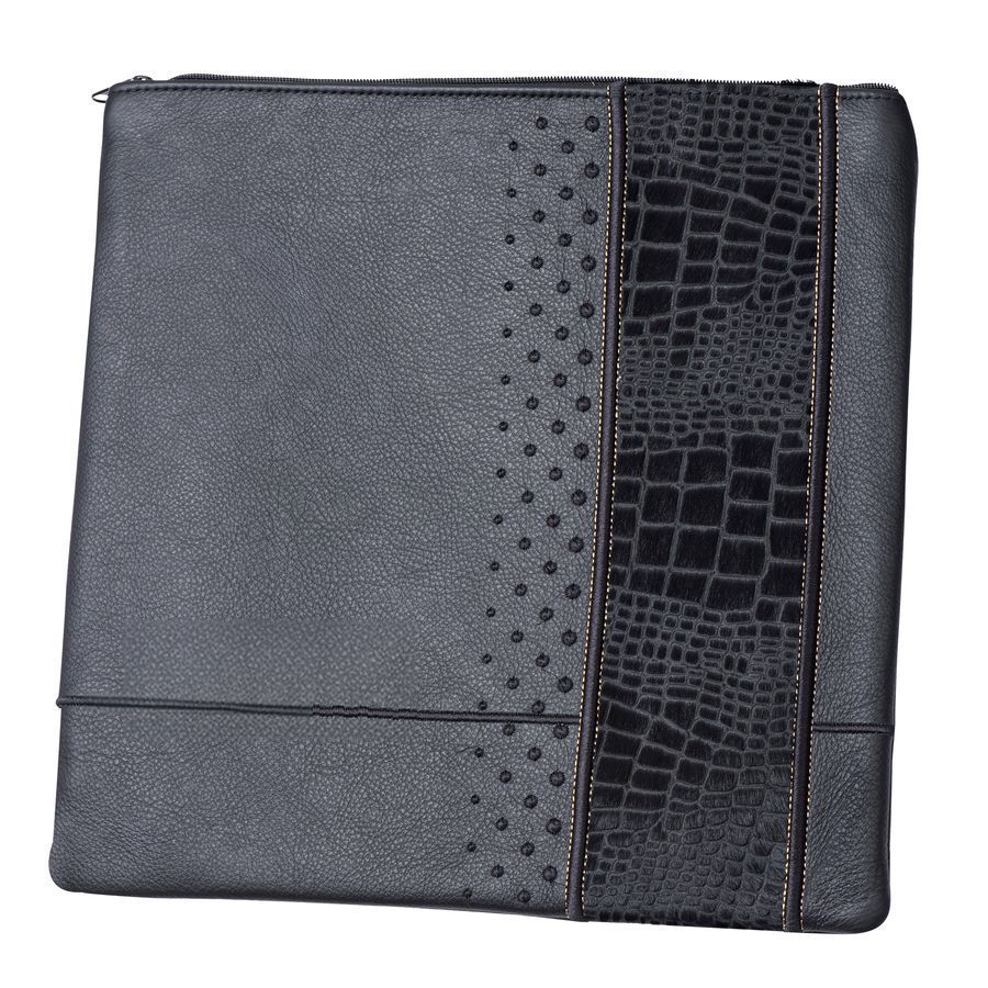 Tallis and Tefillin Bag Design 404 - Leather and Fur – Black