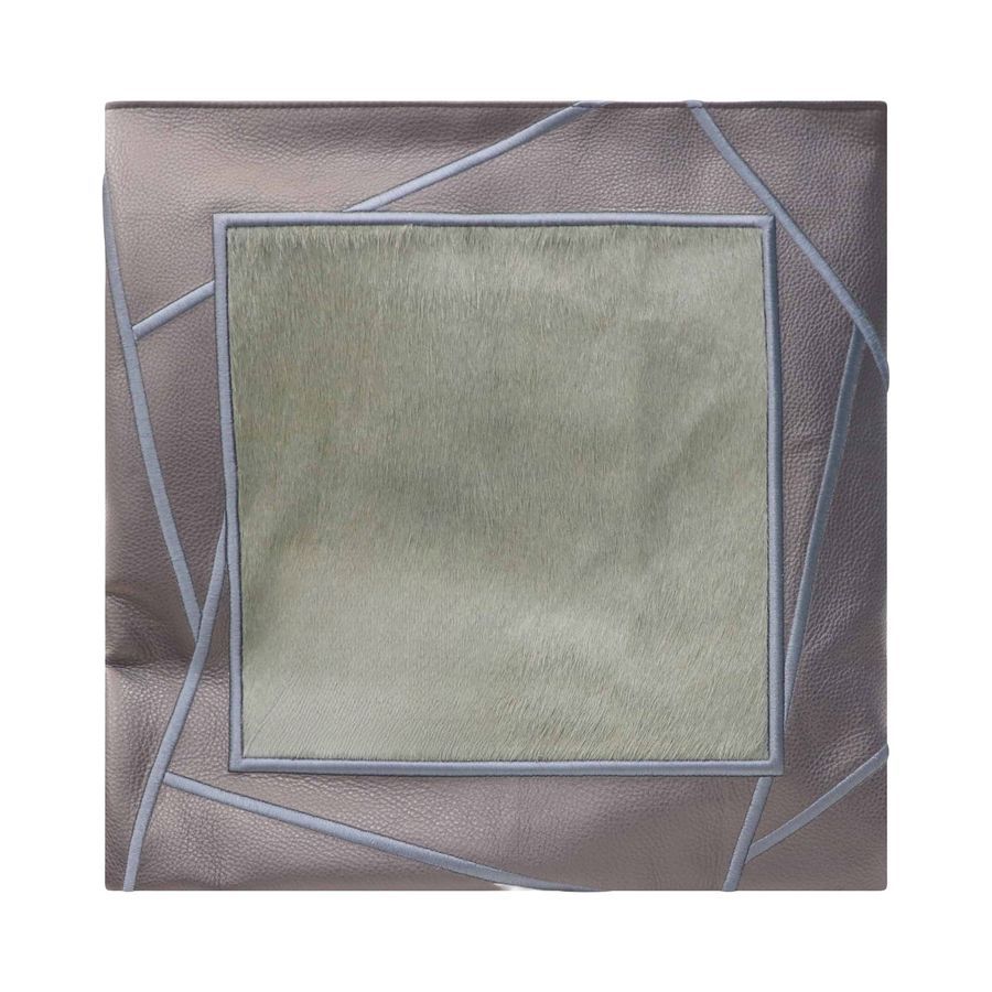 Tallis and Tefillin Bag Design 430 - Grey Leather and Fur – Green