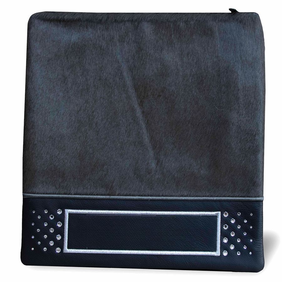 Tallis and Tefillin Bag Design 432 - Black Leather and Fur – Grey