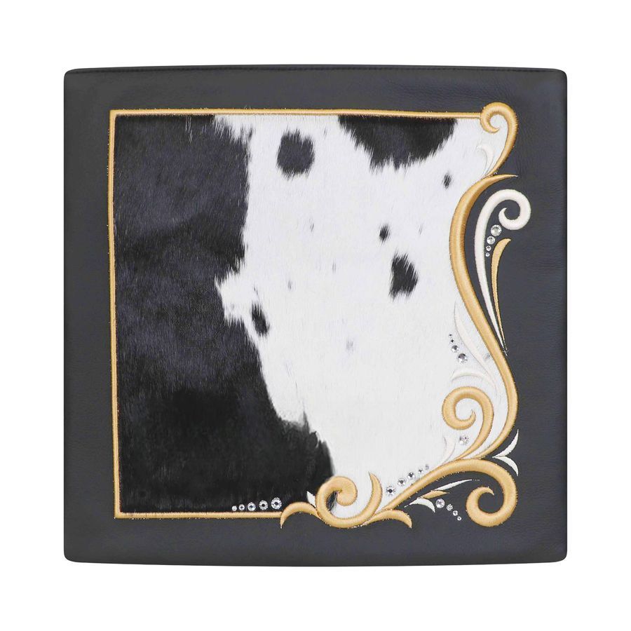 Tallis and Tefillin Bag Design 478 - Black Leather and Fur – Black&White Fur