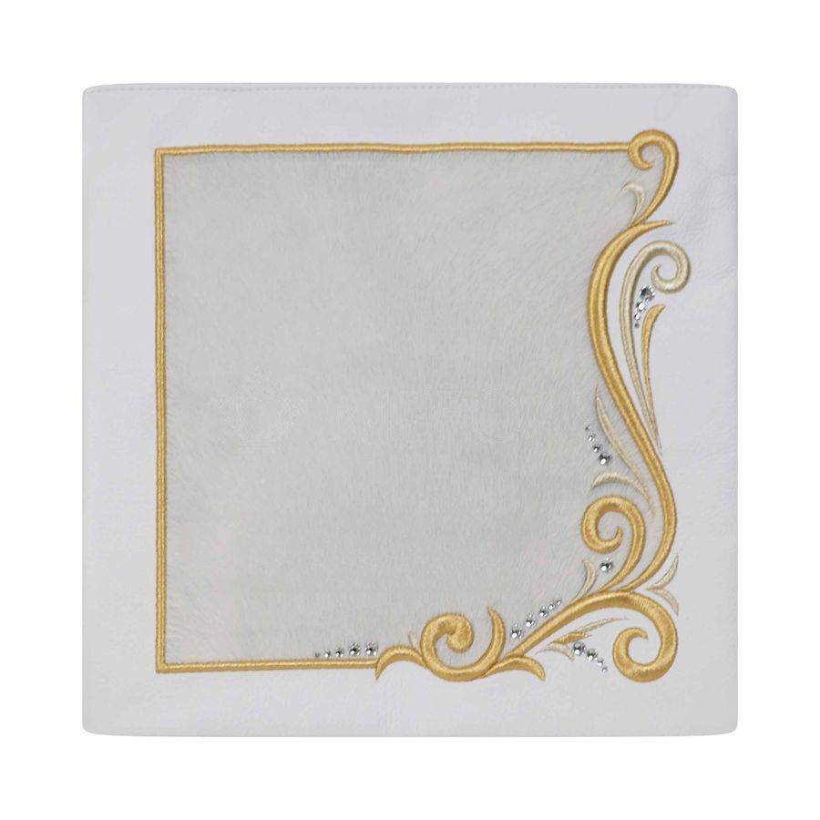 Tallis and Tefillin Bag Design 478 - White Leather and Fur – White
