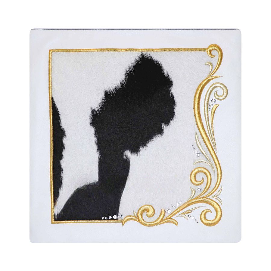 Tallis and Tefillin Bag Design 478 - White Leather and Fur – Black&White Fur