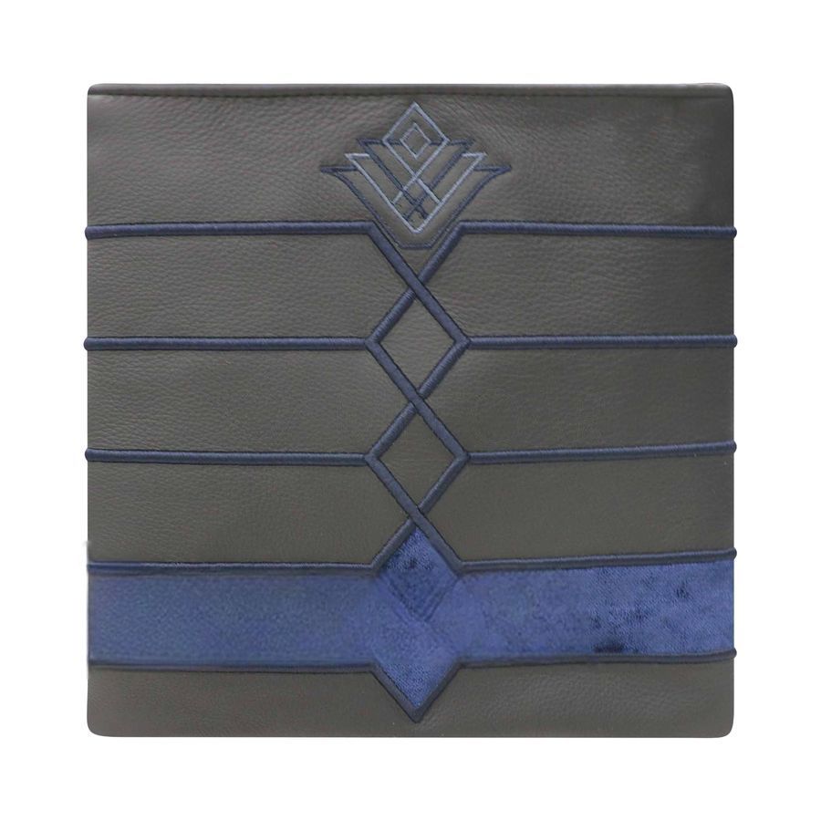 Tallis and Tefillin Bag Design 514 - Navy Leather with Navy Velvet