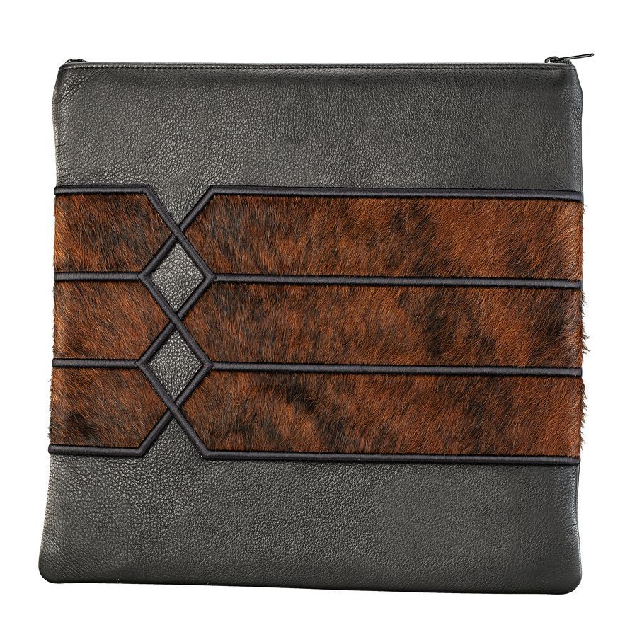 Tallis and Tefillin Bag Design 516 - Leather and Fur – Brown&Black Fur