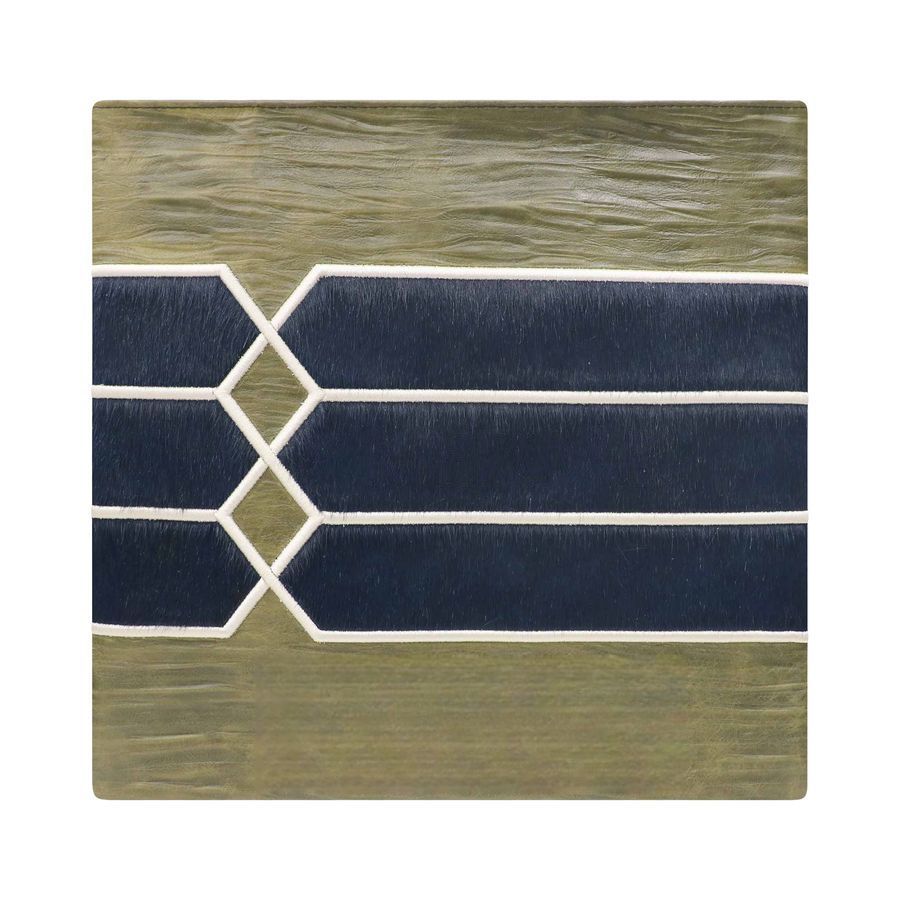 Tallis and Tefillin Bag Design 516 - Navy Fur with Exotic Leathers – Green