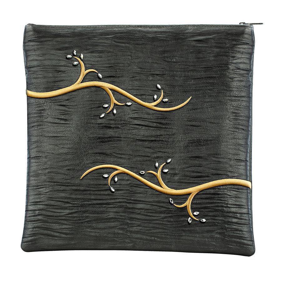 Tallis and Tefillin Bag Design 520 - Solid Exotic Leather – Black