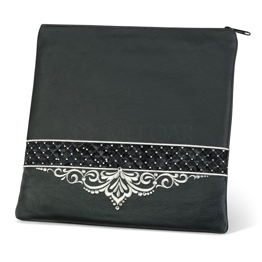 Tallis and Tefillin Bag Design 323- Solid Leather – Black