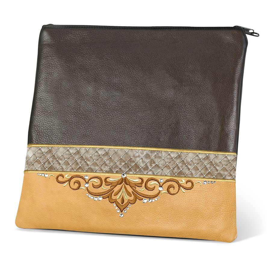 Tallis and Tefillin Bag Design 323- Brown and Camel Leather – Brown