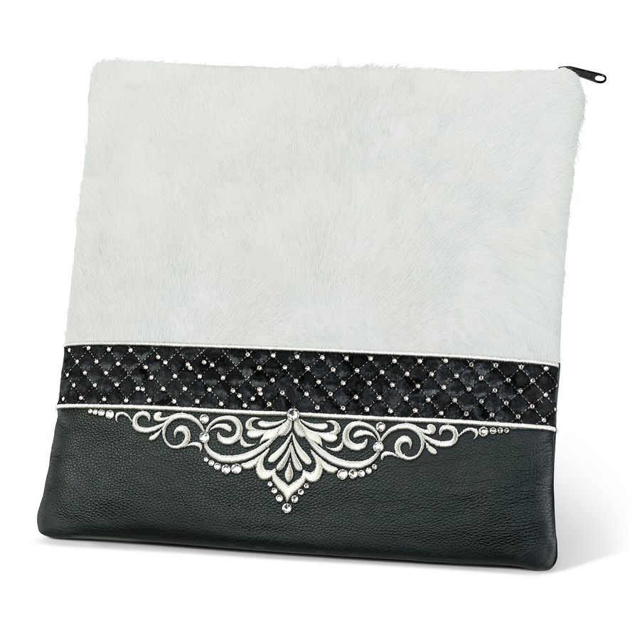 Tallis and Tefillin Bag Design 323 - White Fur and Leather – Black
