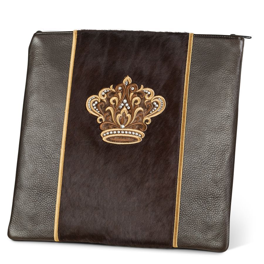 Tallis and Tefillin Bag Design 347 - Brown Leather and Fur – Brown