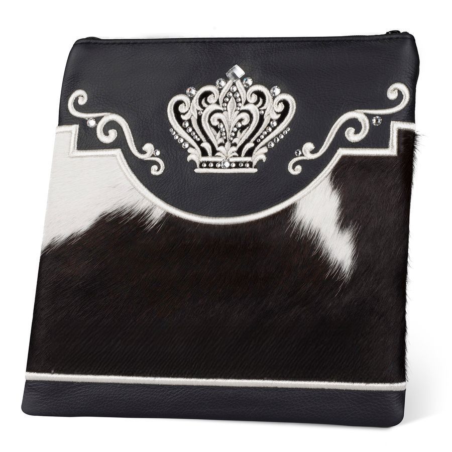 Tallis and Tefillin Bag Design 350 - Black Leather and Fur – Black&White Fur
