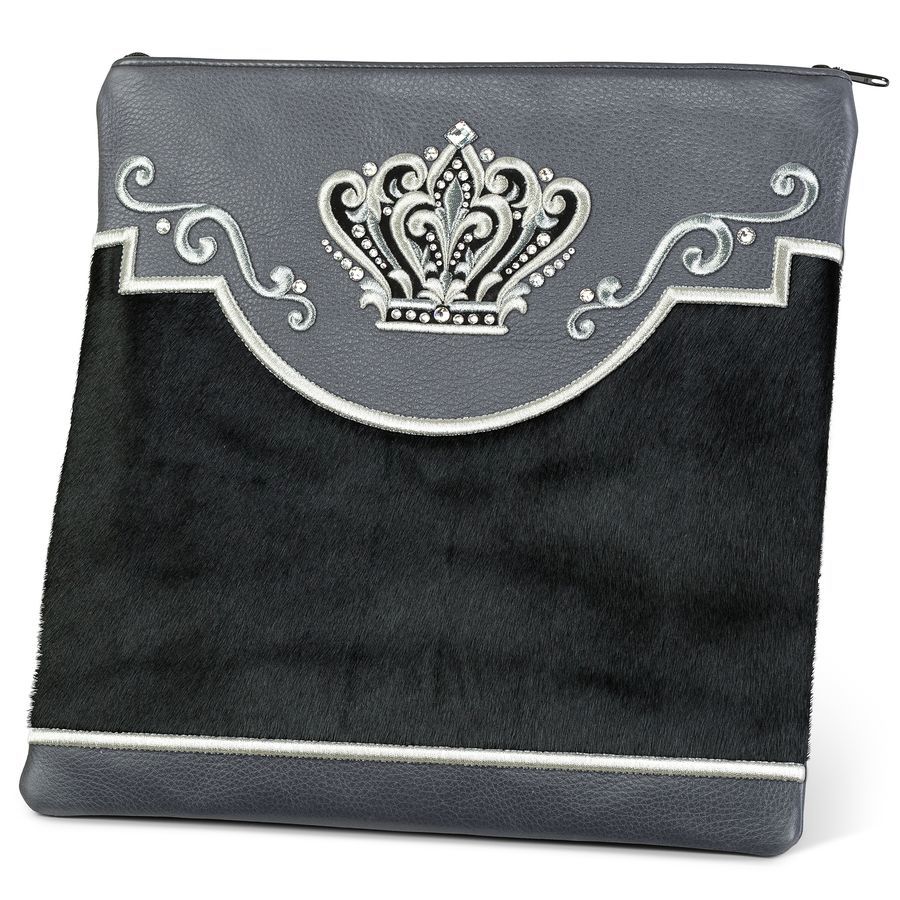 Tallis and Tefillin Bag Design 350 - Livid Leather and Fur – Black