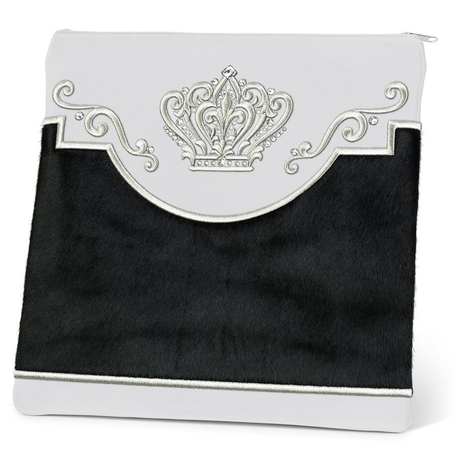 Tallis and Tefillin Bag Design 350 -White Leather and Fur – Black