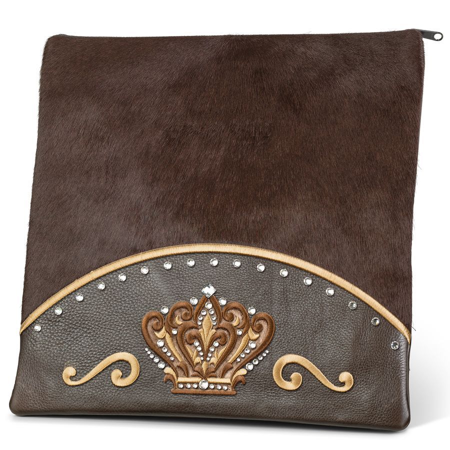 Tallis and Tefillin Bag Design 351 - Brown Leather and Fur – Brown
