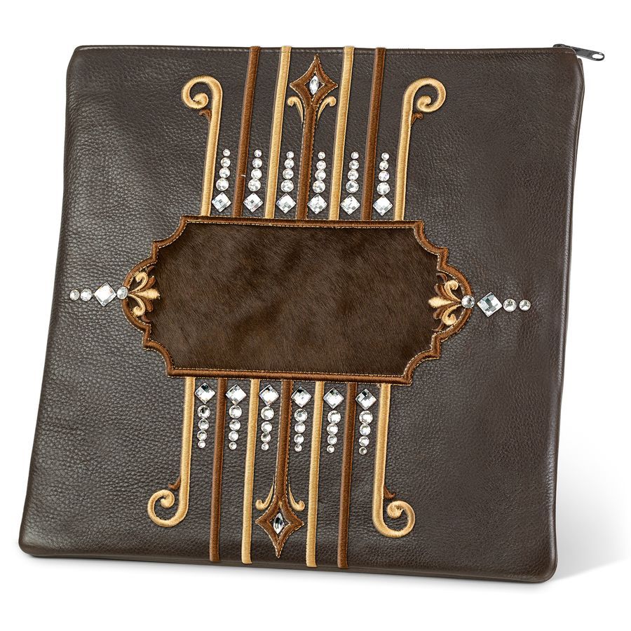 Tallis and Tefillin Bag Design 355 - Brown Leather and Fur – Brown