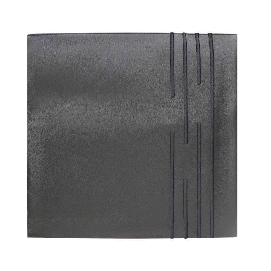 Tallis and Tefillin Bag Design 648 - Solid Black Leather – Black