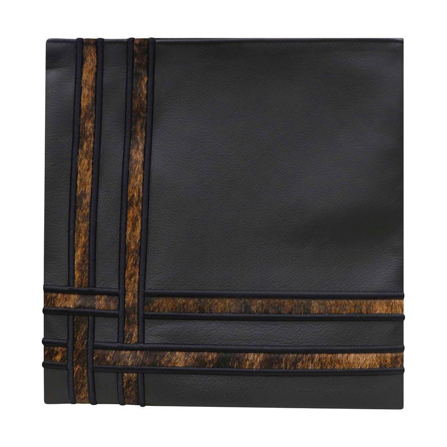 Tallis and Tefillin Bag Design 386 - Black Leather and Fur – Brown&Black Fur
