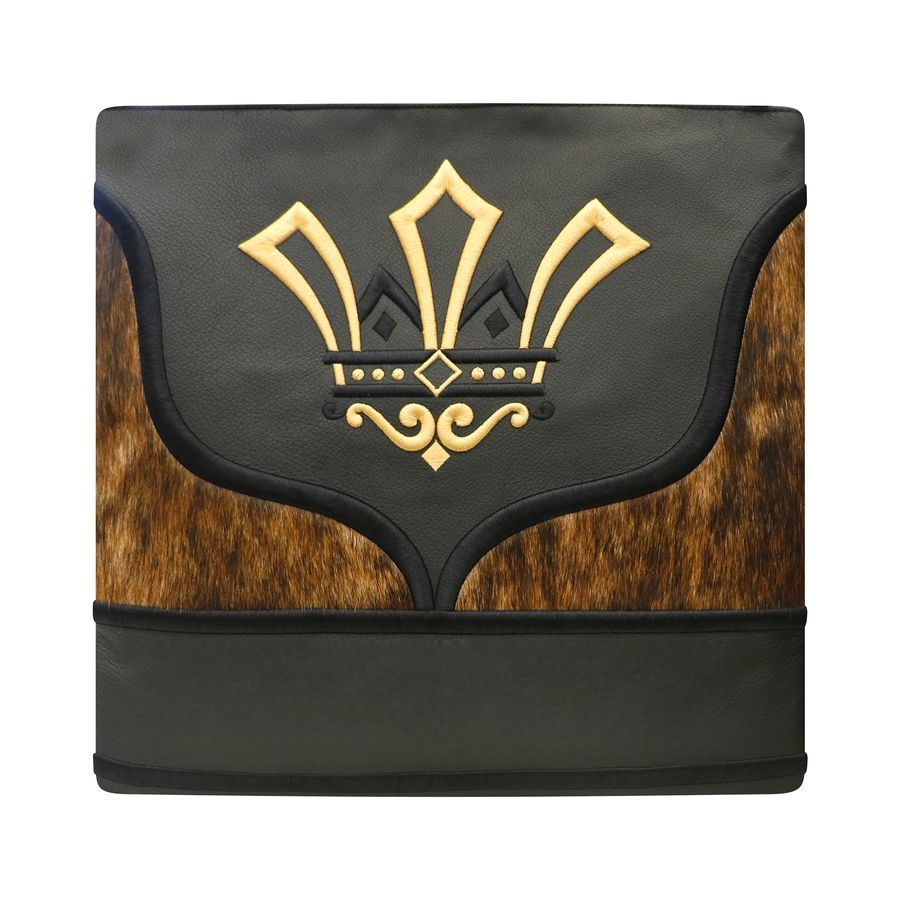Tallis and Tefillin Bag Design 410 - Black Leather and Fur – Brown&Black Fur