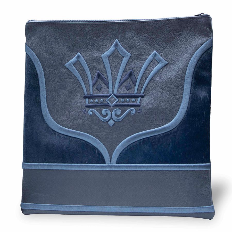 Tallis and Tefillin Bag Design 410 - Leather and Fur – Navy